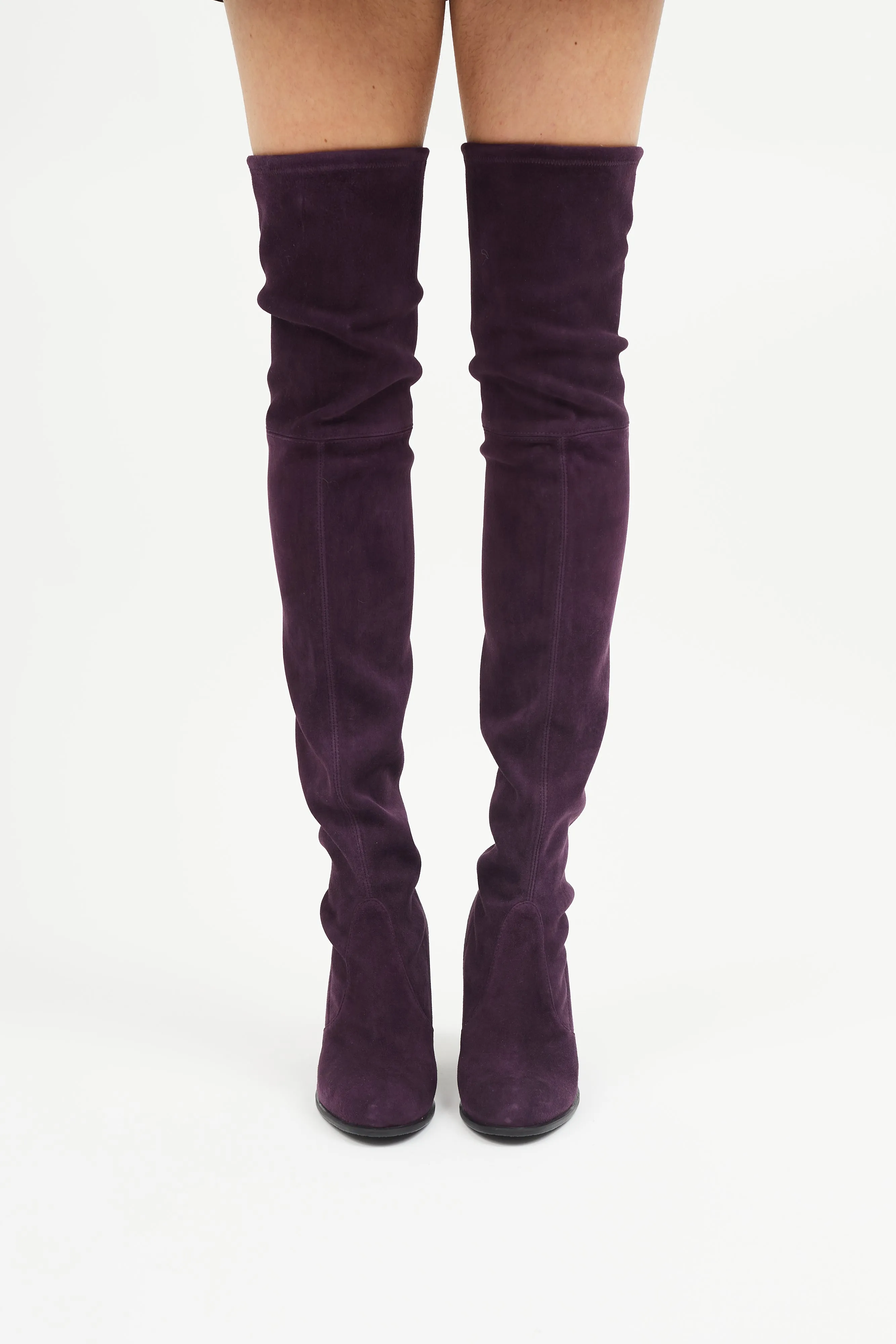 Purple Suede Thigh High Pump Boot