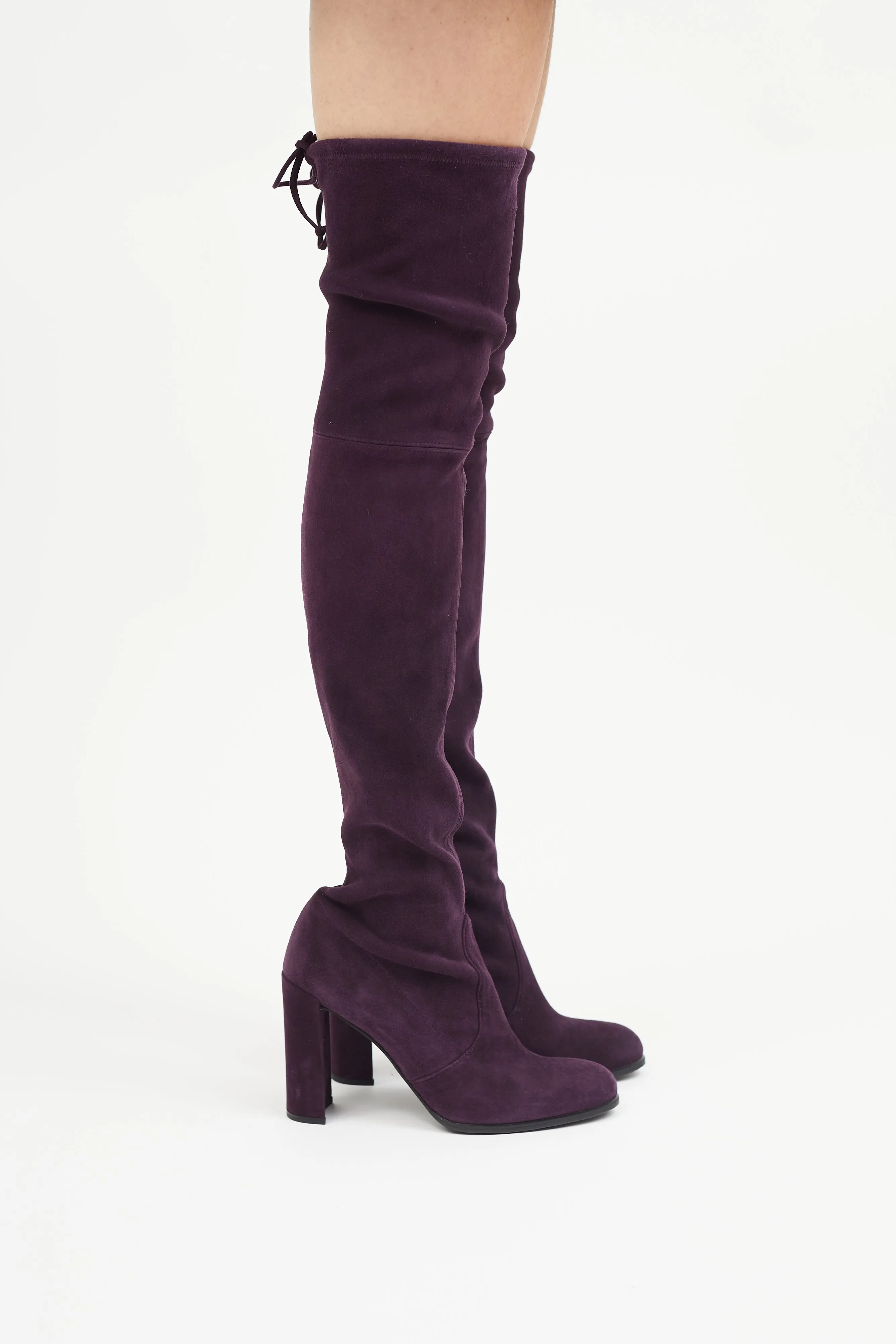 Purple Suede Thigh High Pump Boot