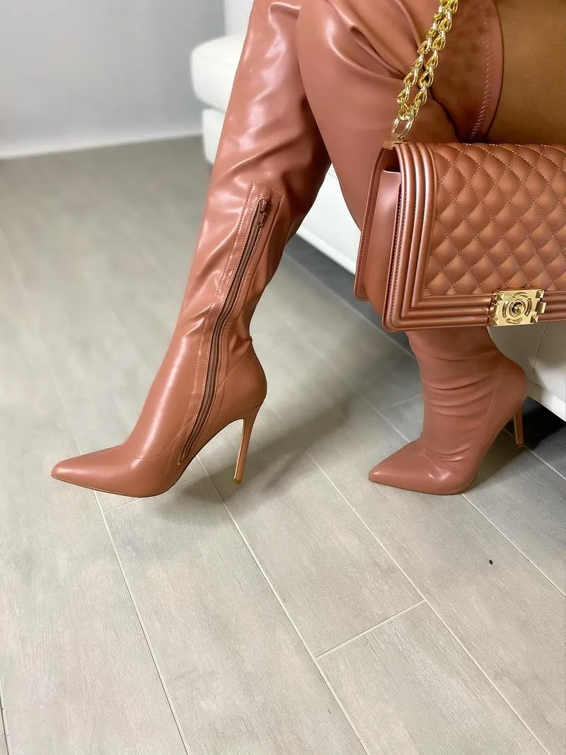 Rose Thigh High Heel Boots Gisele-7 by Liliana