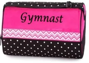 Sassi Designs Chevron Ribbon Duffel-HotPink-White with polka-dots