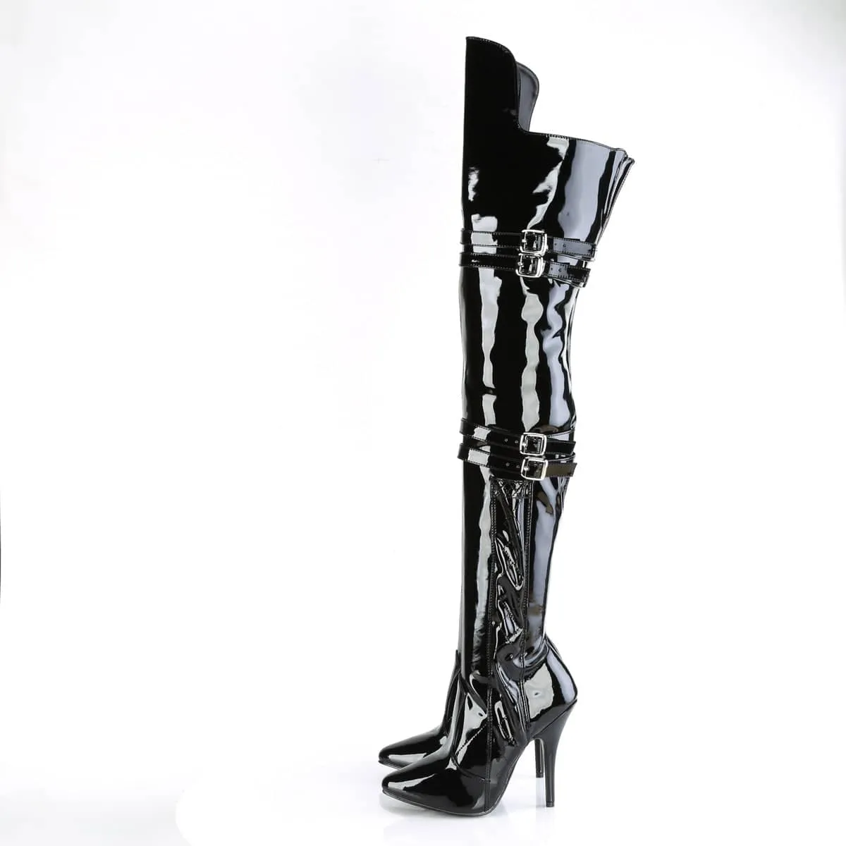 SEDUCE-3080 Black Thigh High Boots