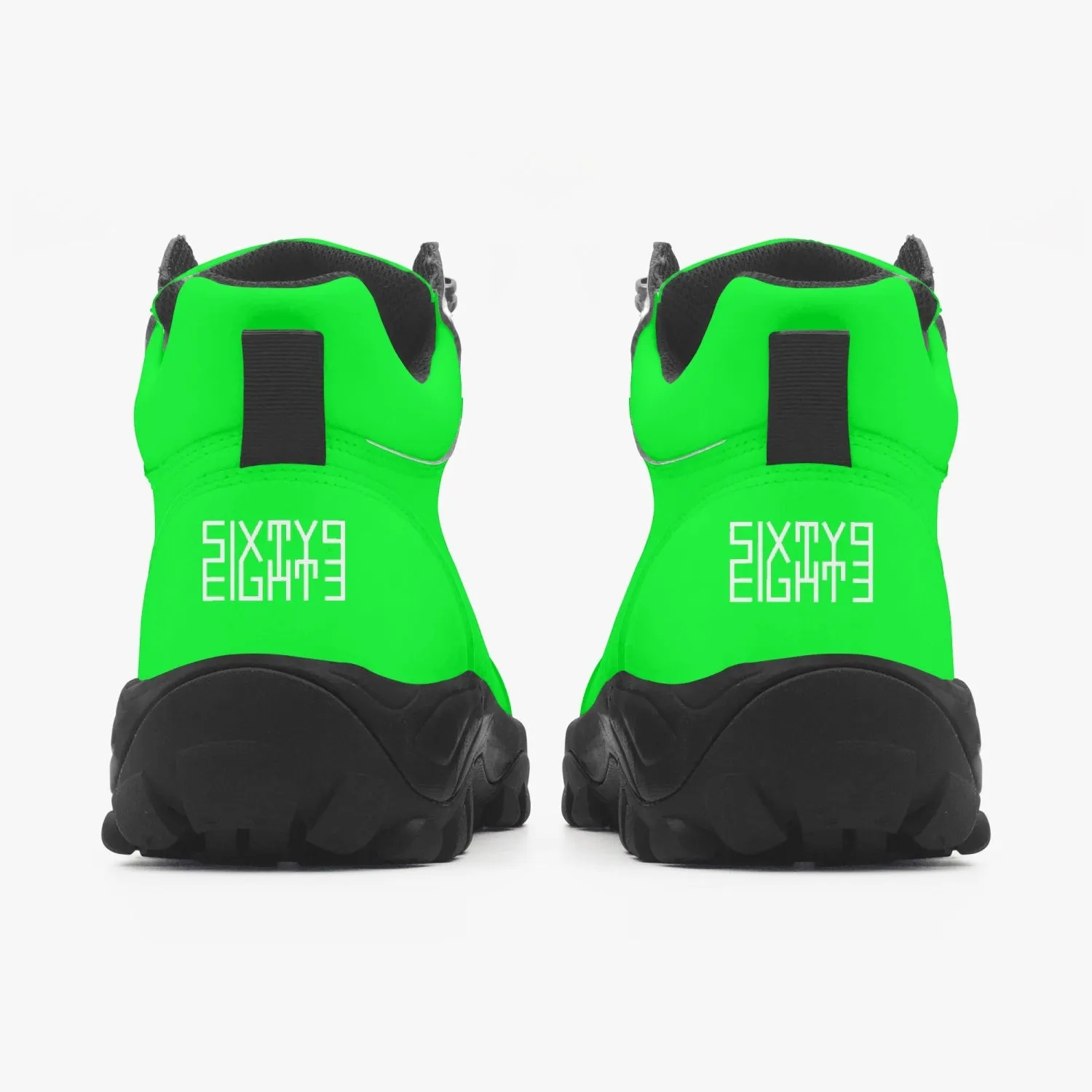 Sixty Eight 93 Logo White Lime Green High Top Boots