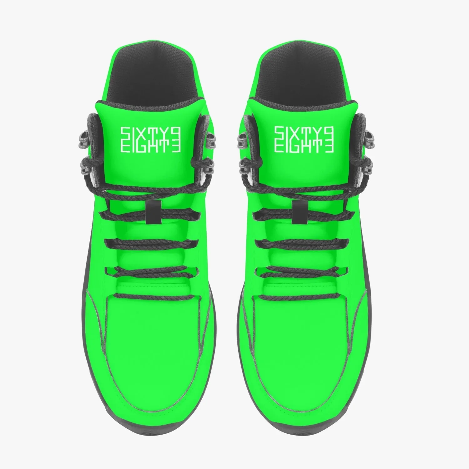 Sixty Eight 93 Logo White Lime Green High Top Boots