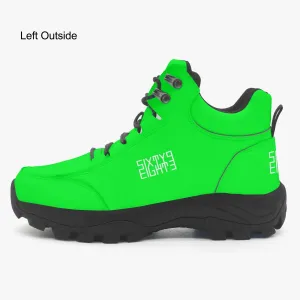 Sixty Eight 93 Logo White Lime Green High Top Boots
