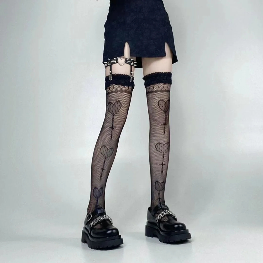 Skull Line Thigh Highs