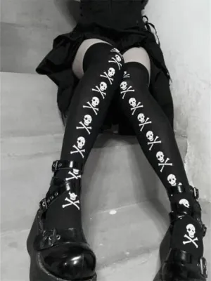 Skull Line Thigh Highs