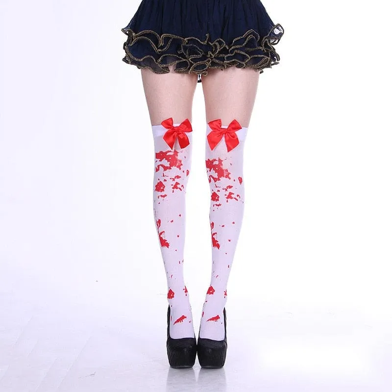 Skull Line Thigh Highs
