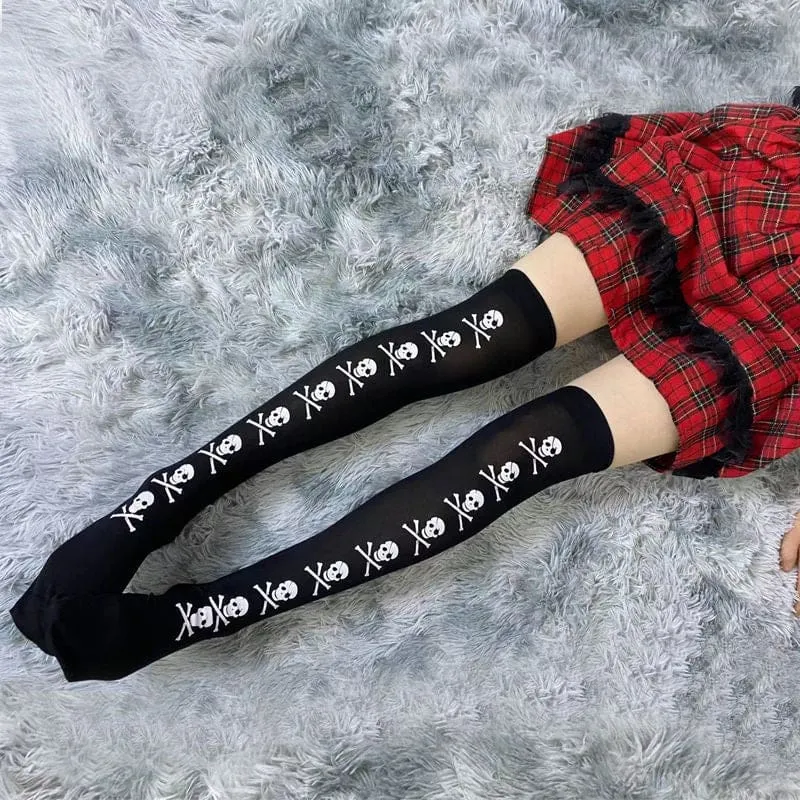 Skull Line Thigh Highs