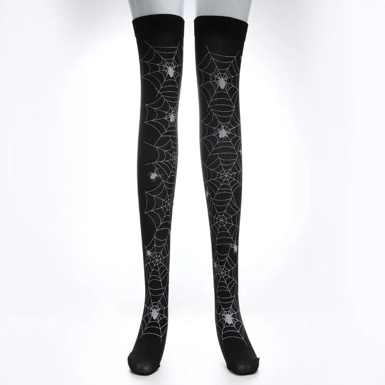 Skull Line Thigh Highs