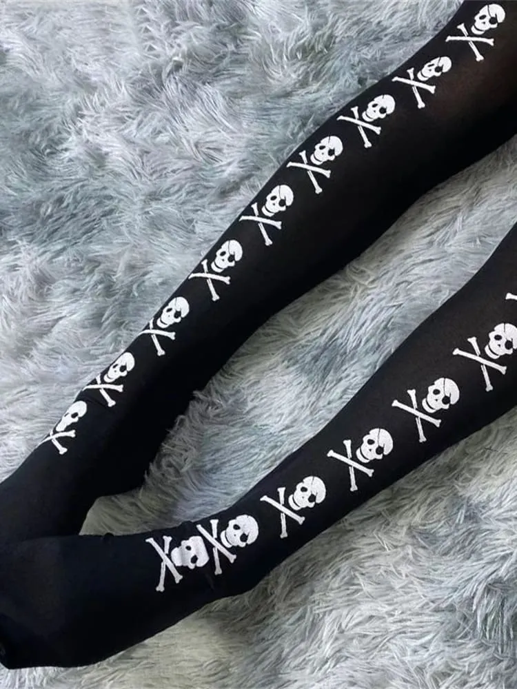 Skull Line Thigh Highs
