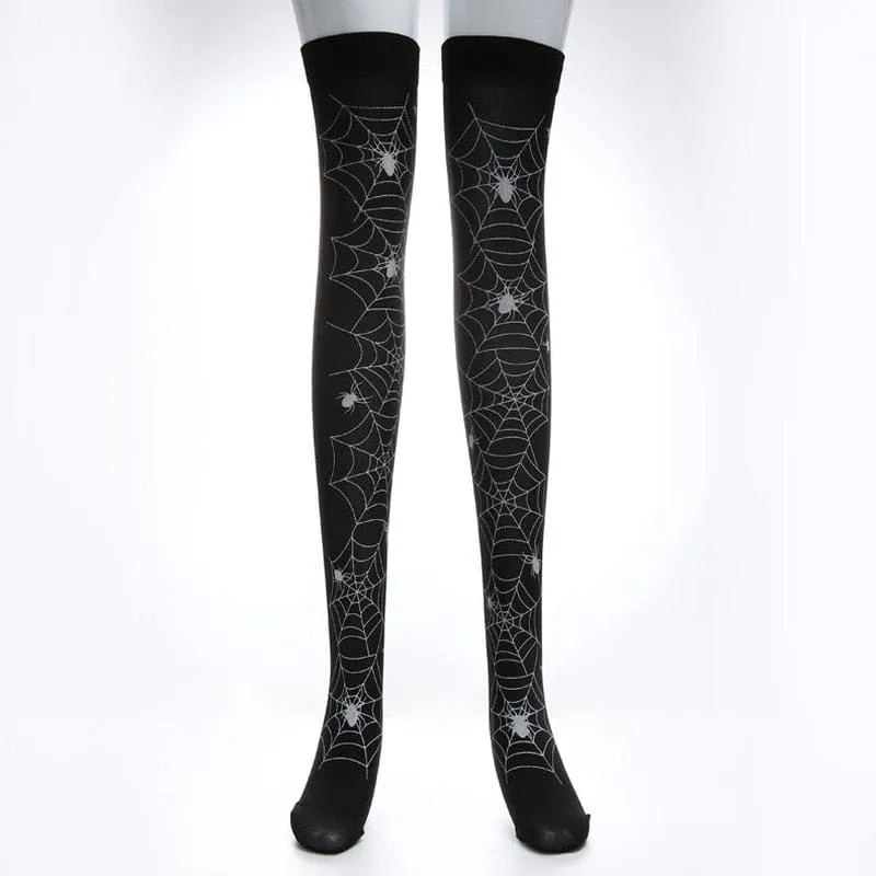 Skull Line Thigh Highs