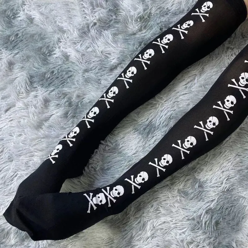 Skull Line Thigh Highs