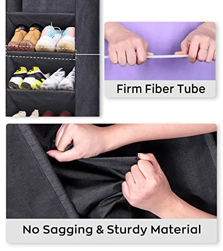 SLEEPING LAMB Shoe Rack for Door with Large Deep Pocket, Hanging Door Shoe Organizer for Closet Hanger, Dorm and Narrow Door Storage Shoe Holder, Black