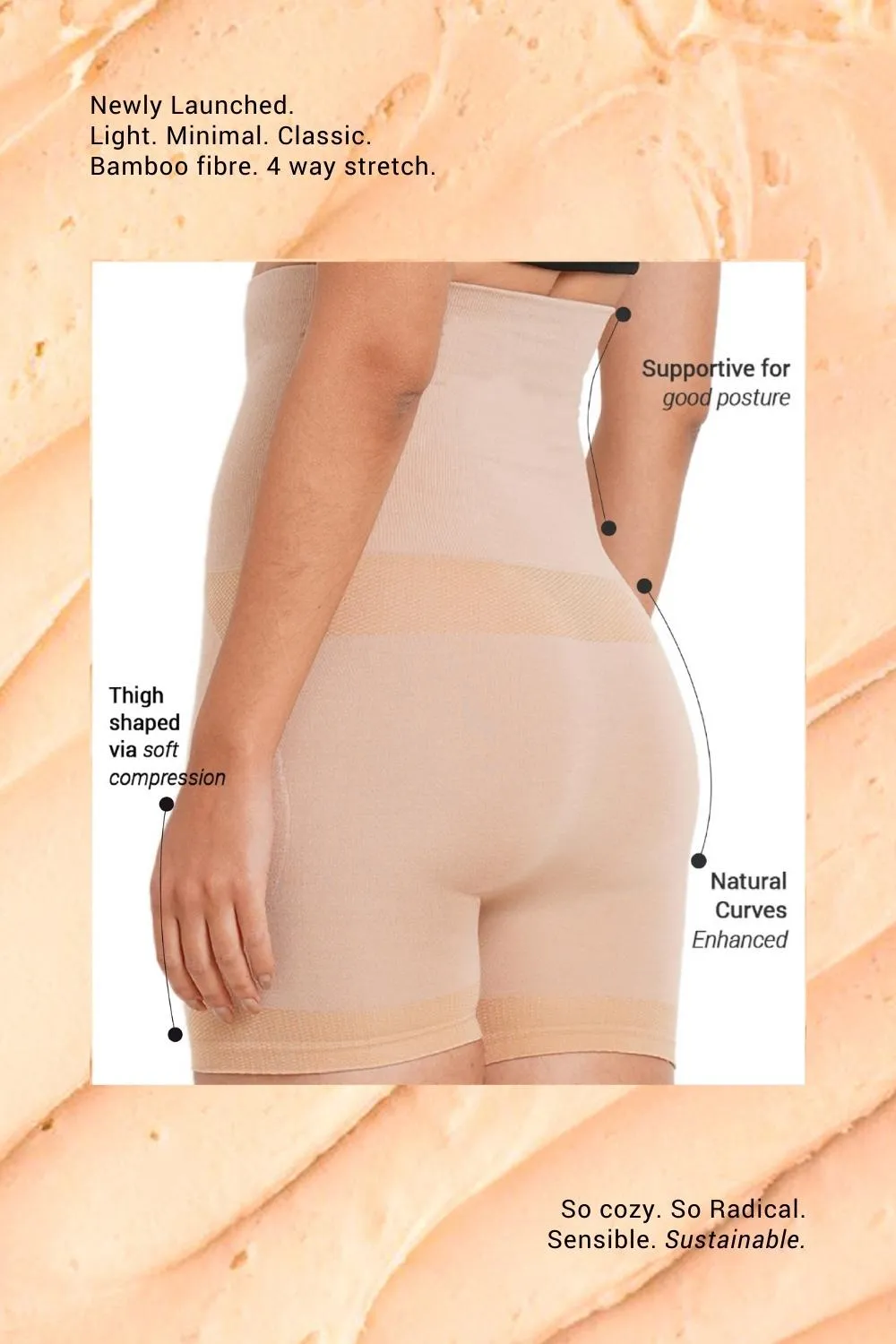 Super Soft Bamboo Fibre Antimicrobial Seamless Tummy Tucker and Thigh Shaper-ISP066-Skin-