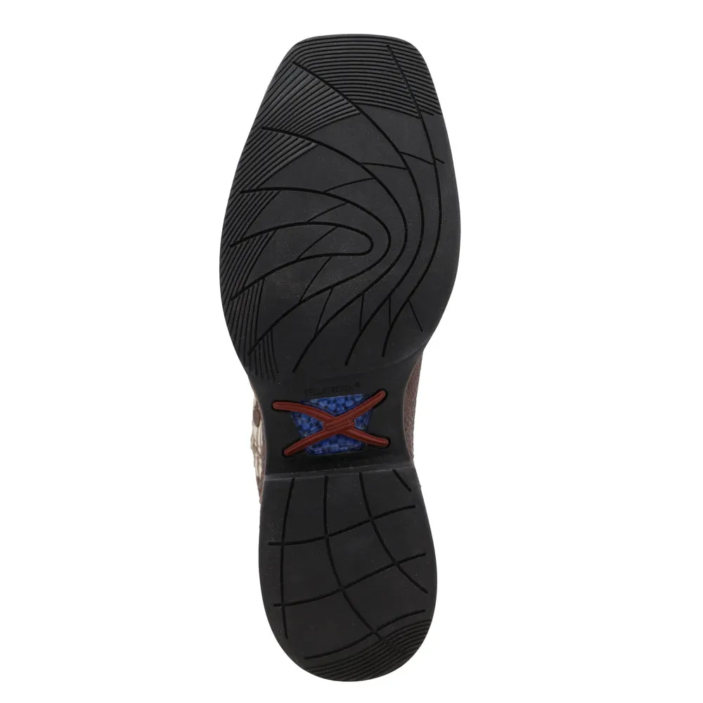 'Twisted X' Men's 12" Tech X CellStretch Western Square Toe - Brown / Bone