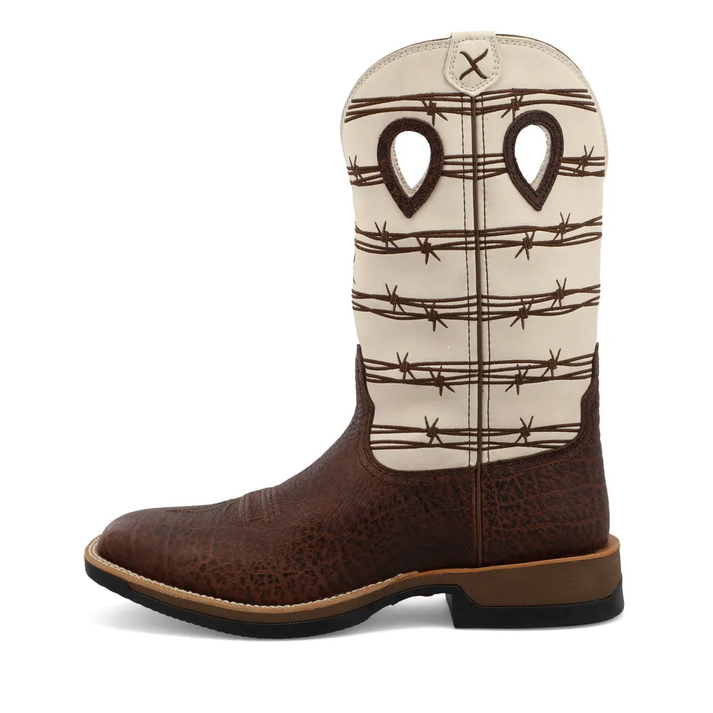 'Twisted X' Men's 12" Tech X CellStretch Western Square Toe - Brown / Bone