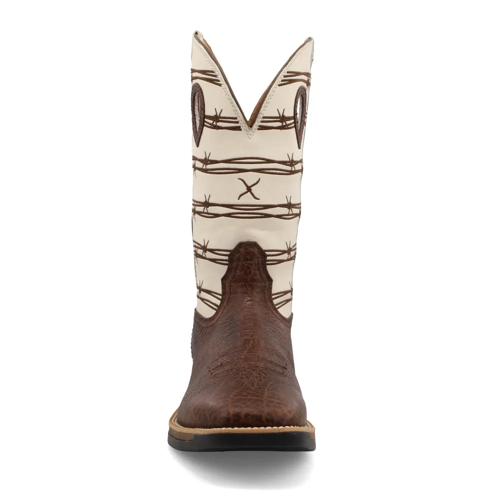 'Twisted X' Men's 12" Tech X CellStretch Western Square Toe - Brown / Bone