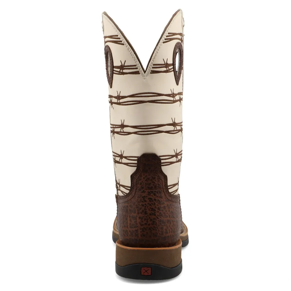 'Twisted X' Men's 12" Tech X CellStretch Western Square Toe - Brown / Bone