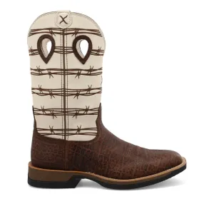 'Twisted X' Men's 12" Tech X CellStretch Western Square Toe - Brown / Bone