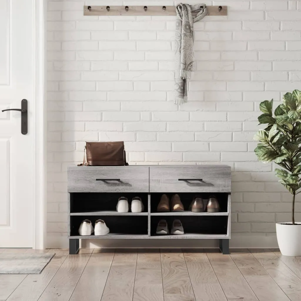 vidaXL Shoe Bench Grey Sonoma 102x35x55 cm Engineered Wood