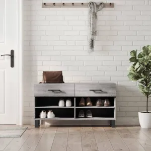 vidaXL Shoe Bench Grey Sonoma 102x35x55 cm Engineered Wood
