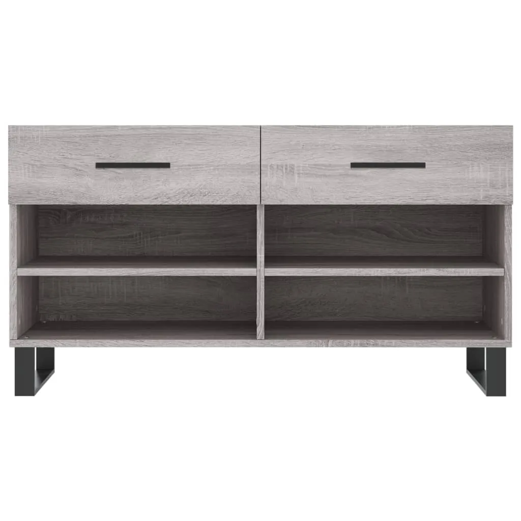 vidaXL Shoe Bench Grey Sonoma 102x35x55 cm Engineered Wood