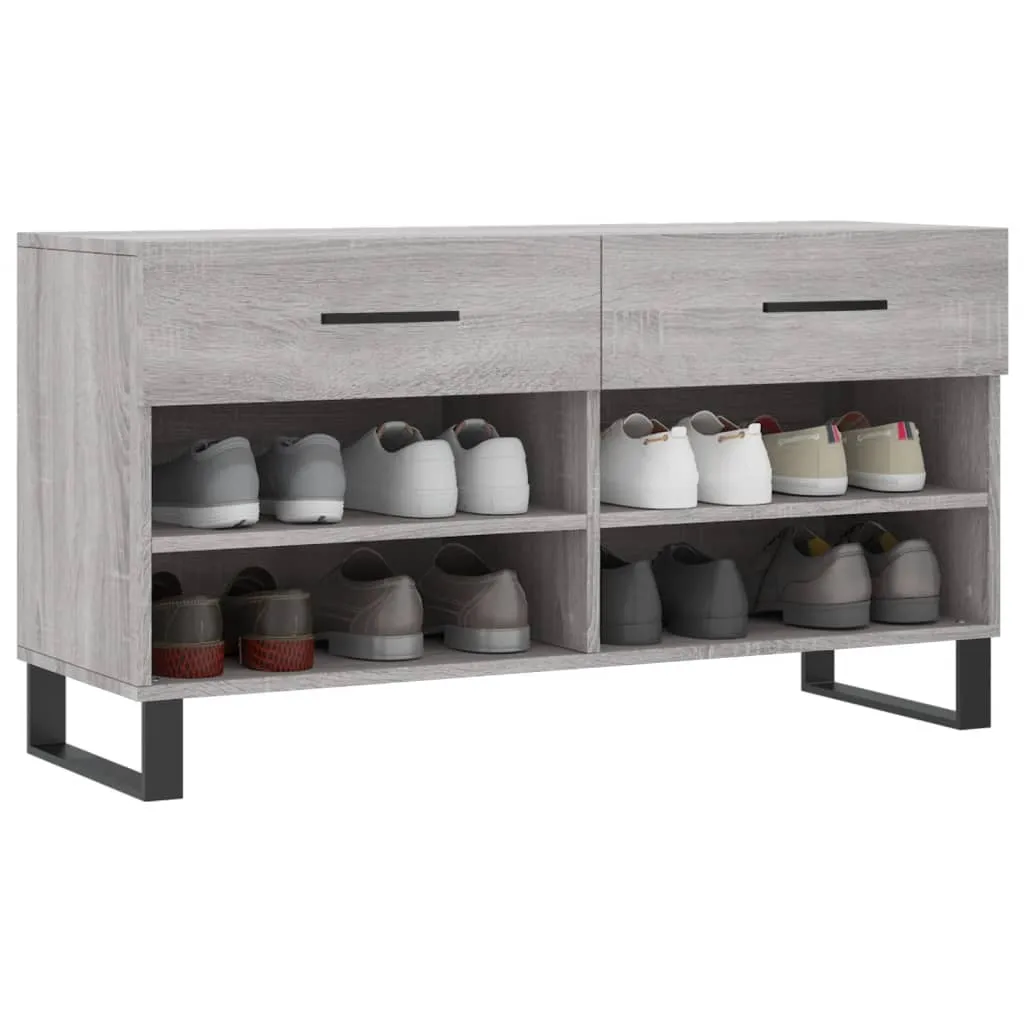 vidaXL Shoe Bench Grey Sonoma 102x35x55 cm Engineered Wood