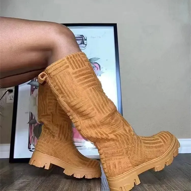 Winter Candy Color Knit Over Knee Thigh High Boots