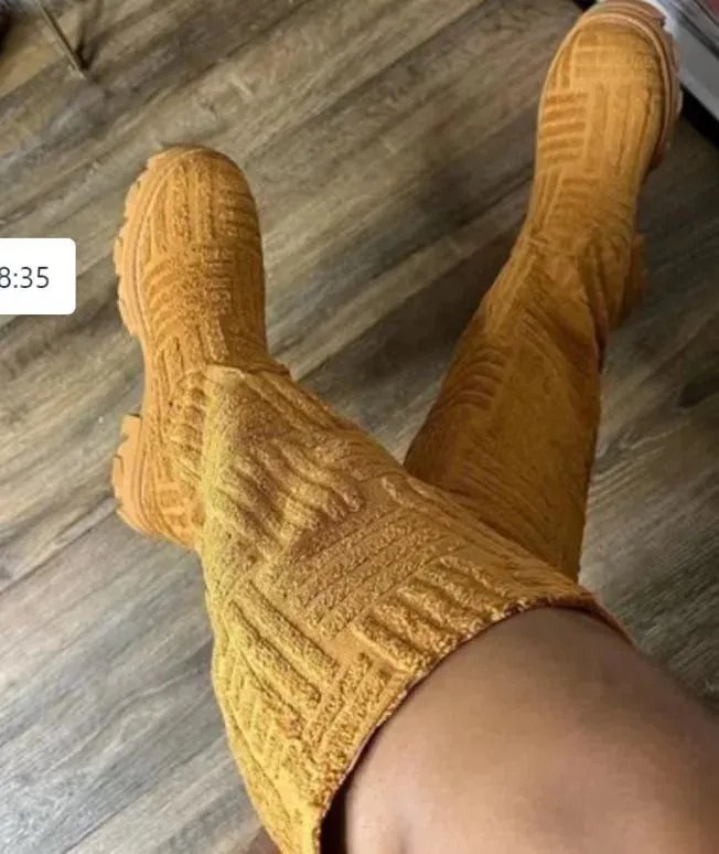 Winter Candy Color Knit Over Knee Thigh High Boots