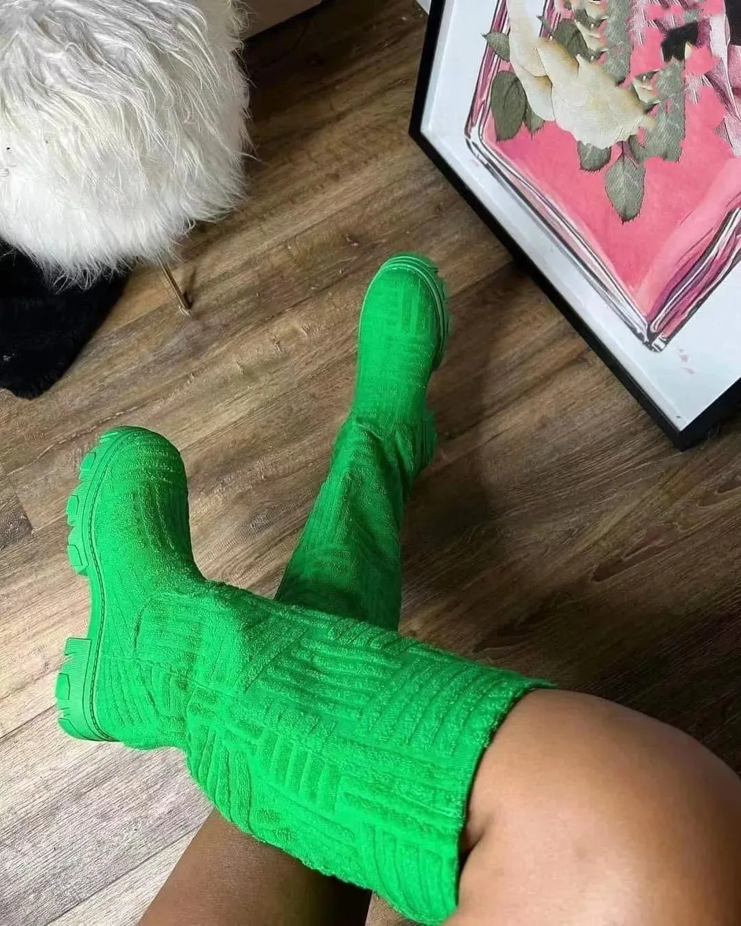 Winter Candy Color Knit Over Knee Thigh High Boots