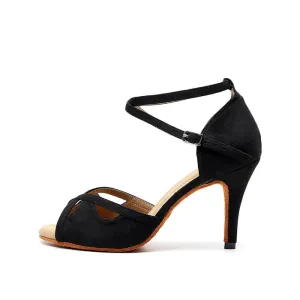 Women Flannel Suede Ankle Strap Latin Dance Shoes