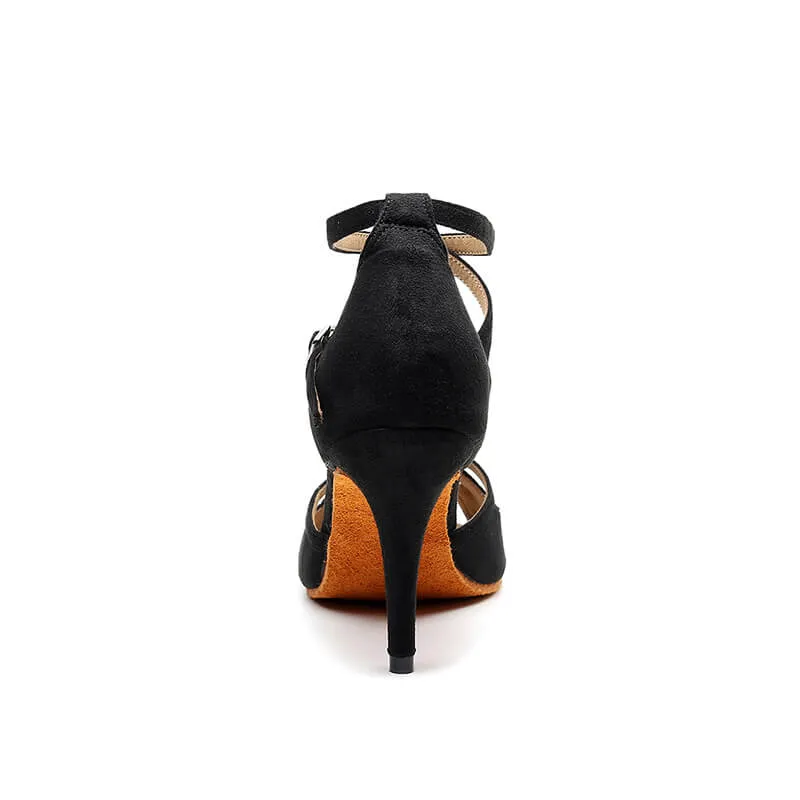 Women Flannel Suede Ankle Strap Latin Dance Shoes