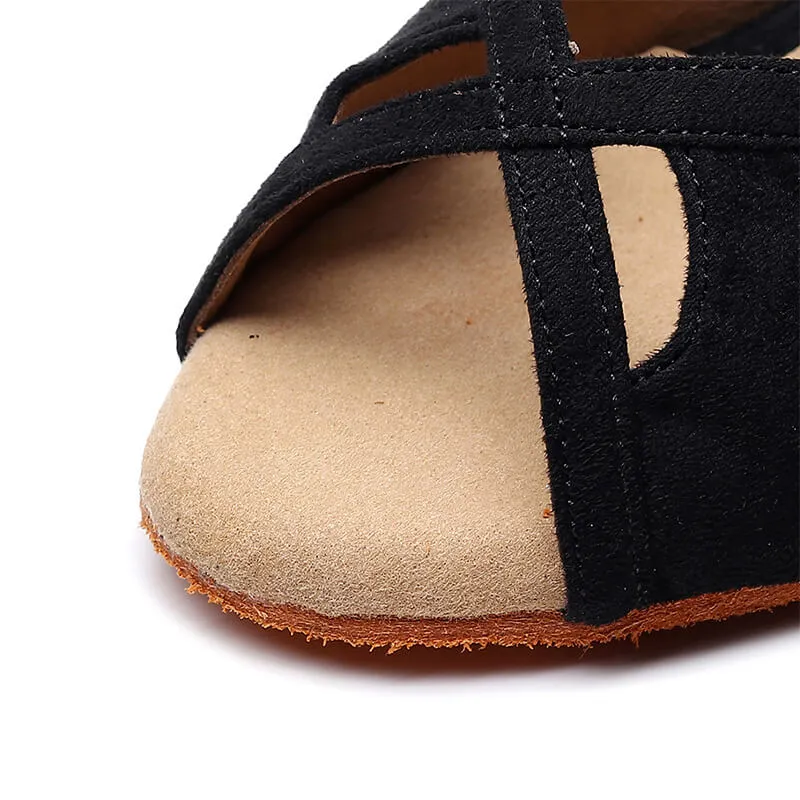 Women Flannel Suede Ankle Strap Latin Dance Shoes