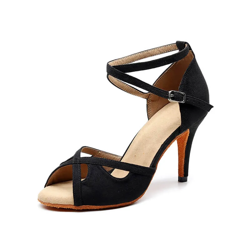 Women Flannel Suede Ankle Strap Latin Dance Shoes