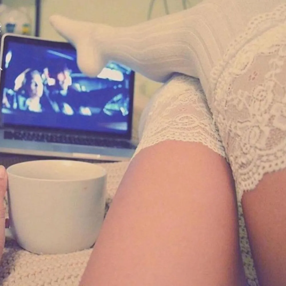 women wintertime overknee socks cable knitted lacetop cozy stockings ✈️ free.shipping