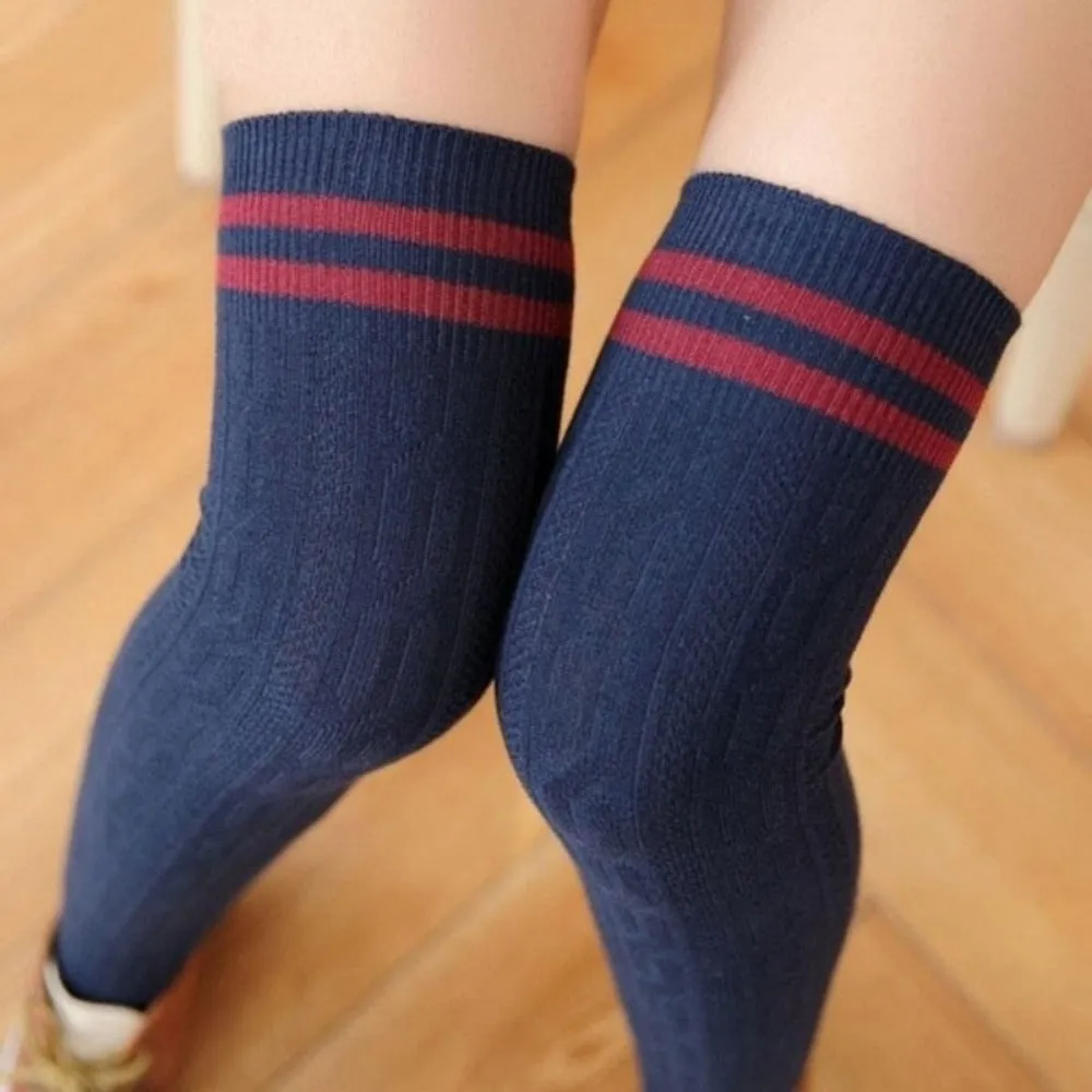 women wintertime overknee socks cable knitted lacetop cozy stockings ✈️ free.shipping