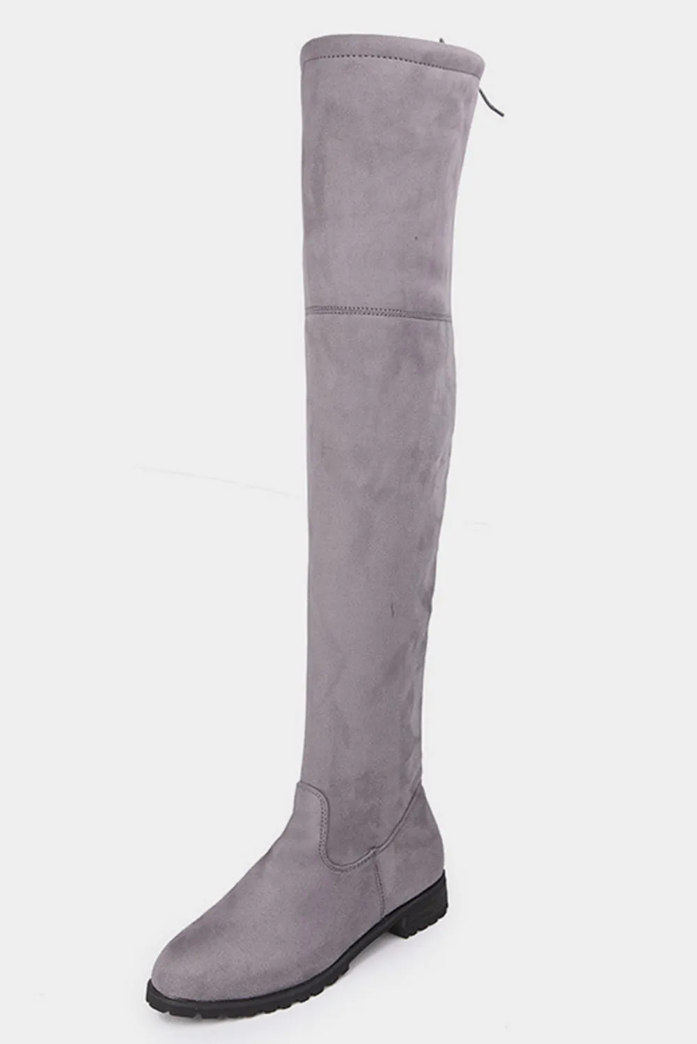 Women's Lace-up Suede Thigh High Boots Low Heel