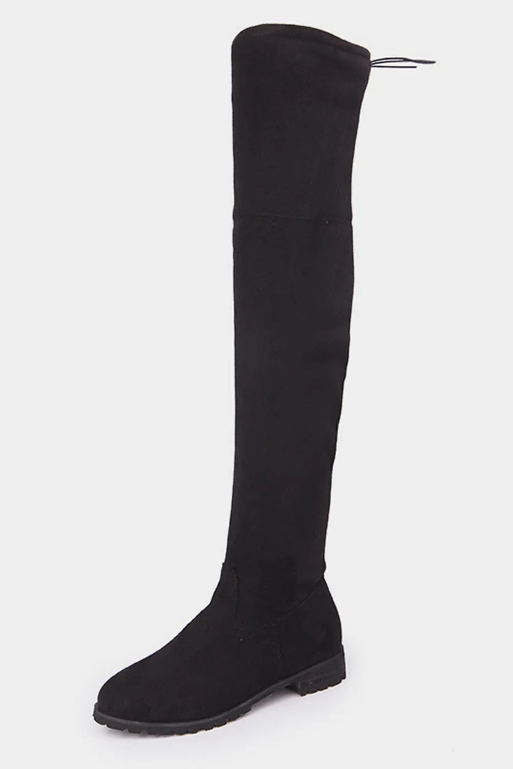 Women's Lace-up Suede Thigh High Boots Low Heel