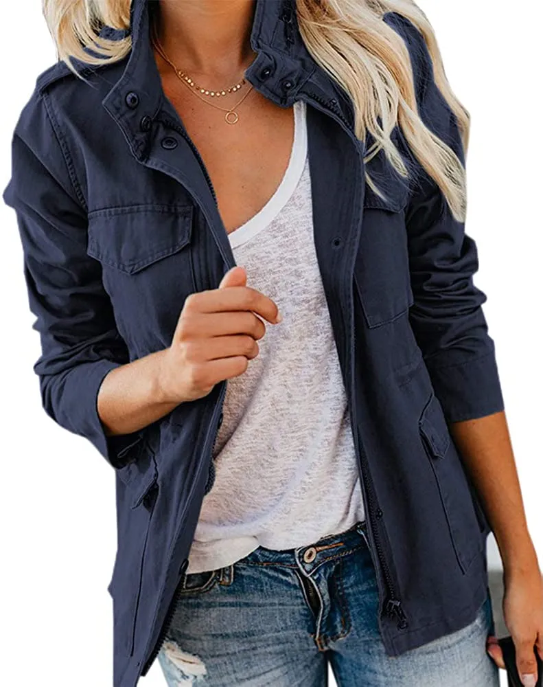 Womens Military Anorak Sleeveless Vest Safari Utility Zip Up Lightweight Hoodies Jacket with Pockets