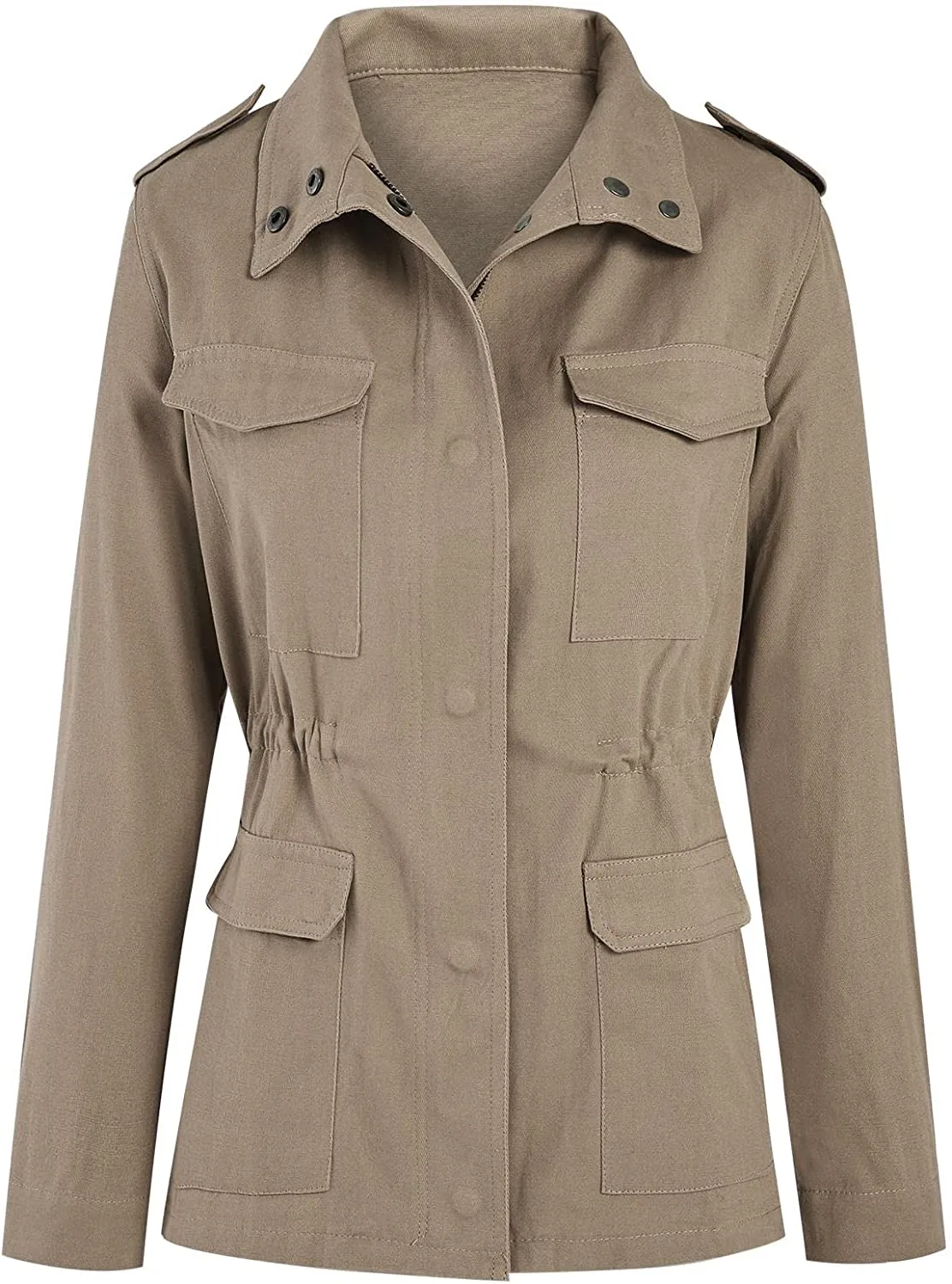 Womens Military Anorak Sleeveless Vest Safari Utility Zip Up Lightweight Hoodies Jacket with Pockets