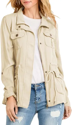 Womens Military Anorak Sleeveless Vest Safari Utility Zip Up Lightweight Hoodies Jacket with Pockets
