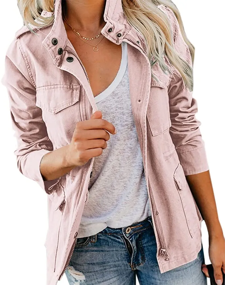 Womens Military Anorak Sleeveless Vest Safari Utility Zip Up Lightweight Hoodies Jacket with Pockets