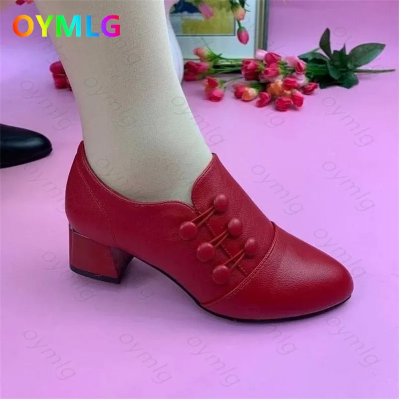 Women's Warm Side Button Leather Ankle Boots