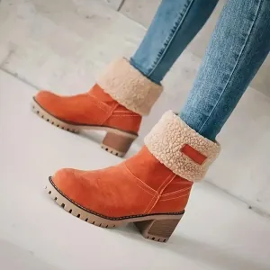 Women's Winter Orange Boots To Stay Warm Cozy in Style